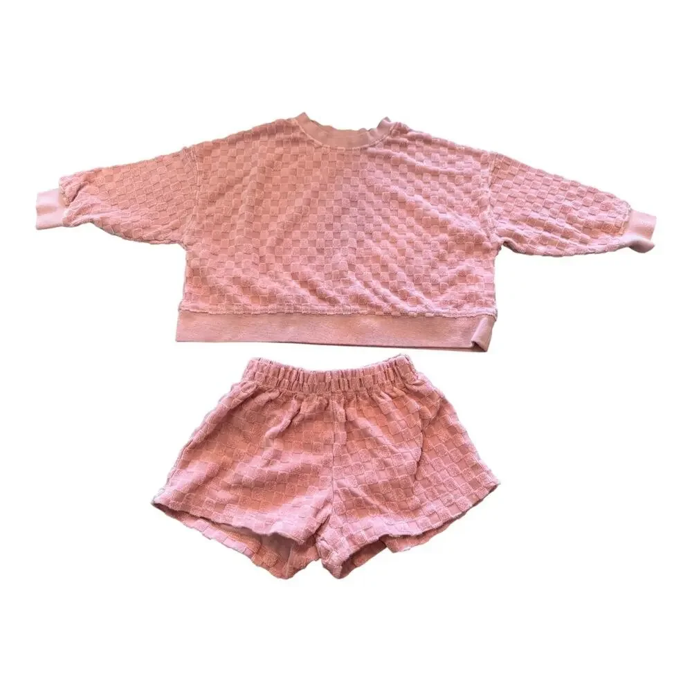 Rylee & Cru Baby Pink Check Top and Shorts Set Size 2-3 Years